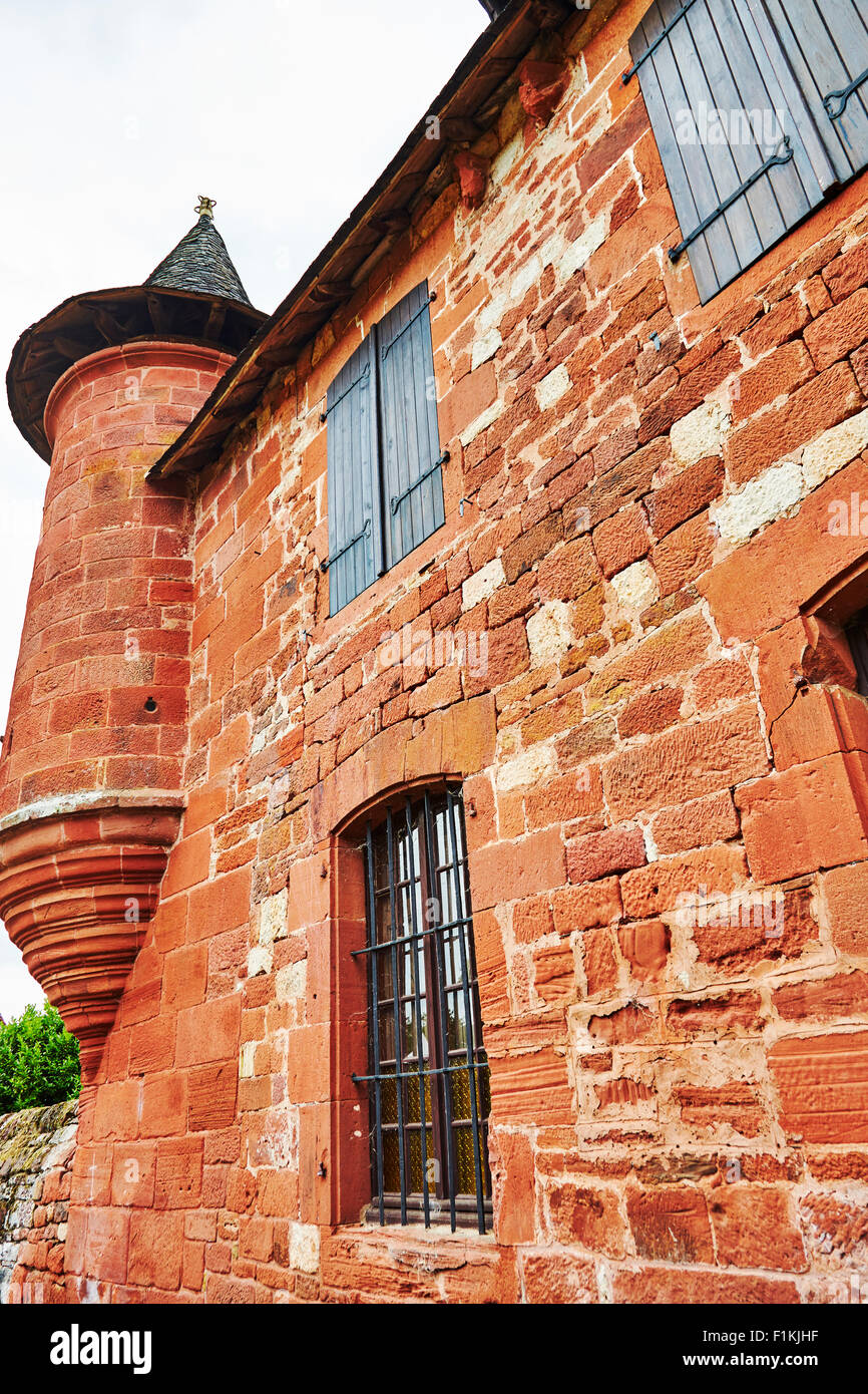 View of a building in the town of Collonges-La-Rouge, Correze, Limousin, France. Stock Photo