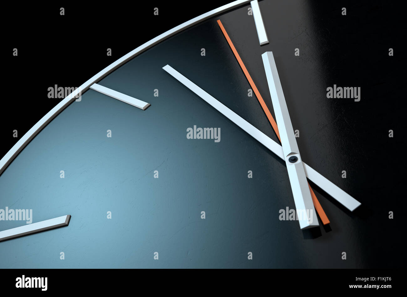 An extreme close up of a modern simplistic watch face on an isolated studio background Stock Photo