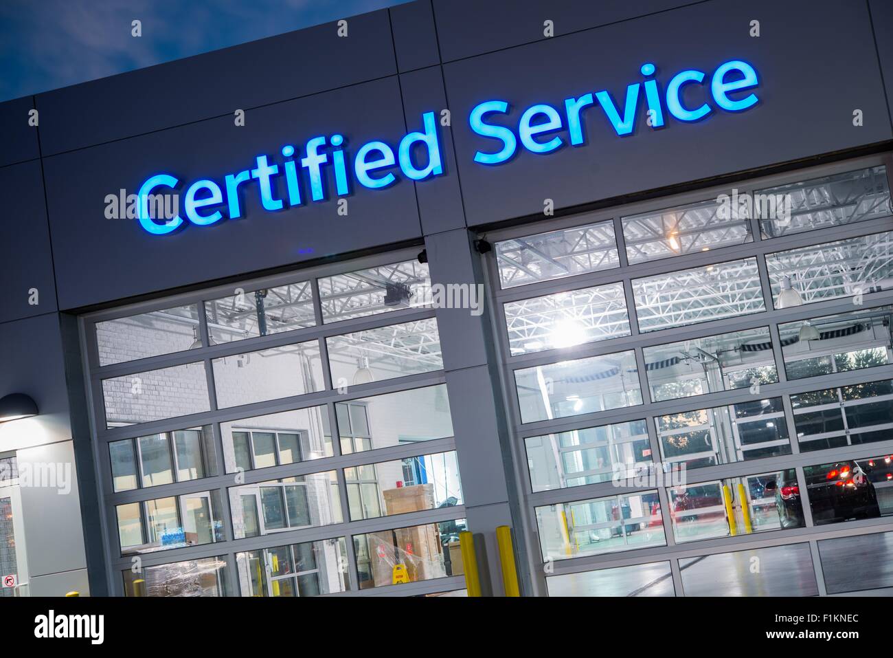 Auto Service. Certified Car Service Gates at Night Stock Photo Alamy