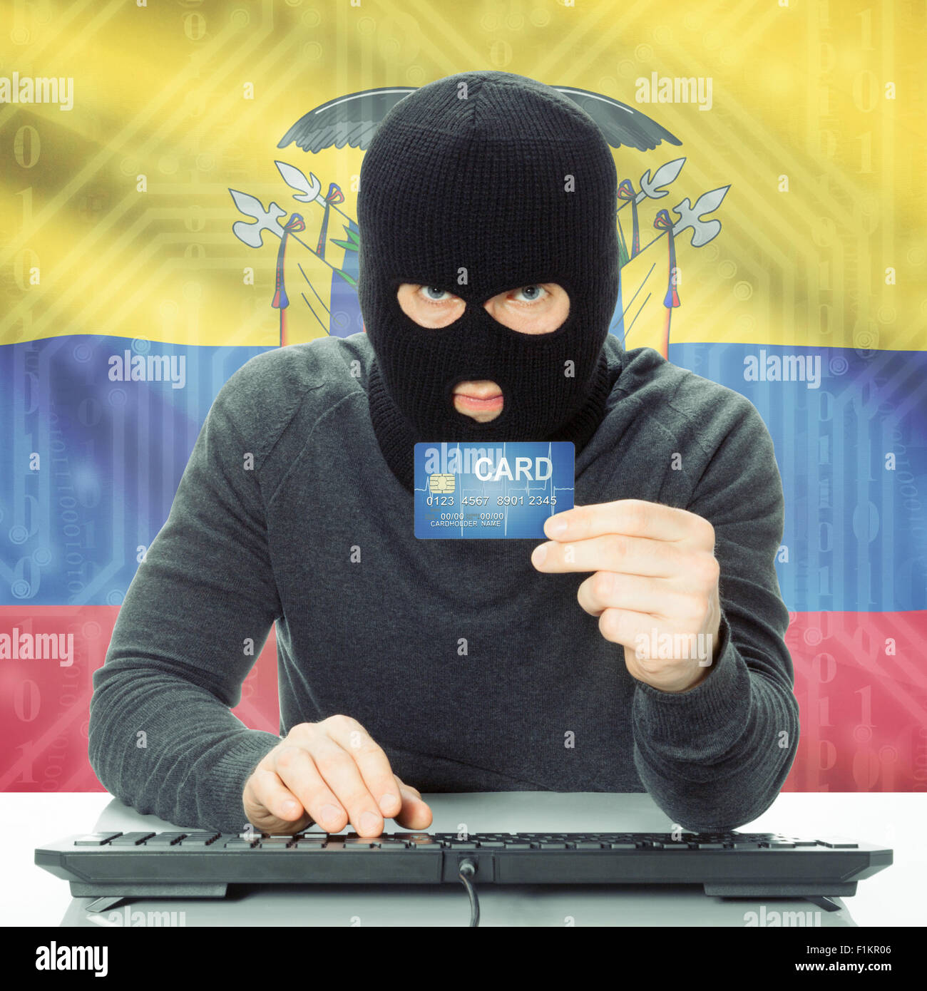 Cybercrime concept with flag on background - Ecuador Stock Photo