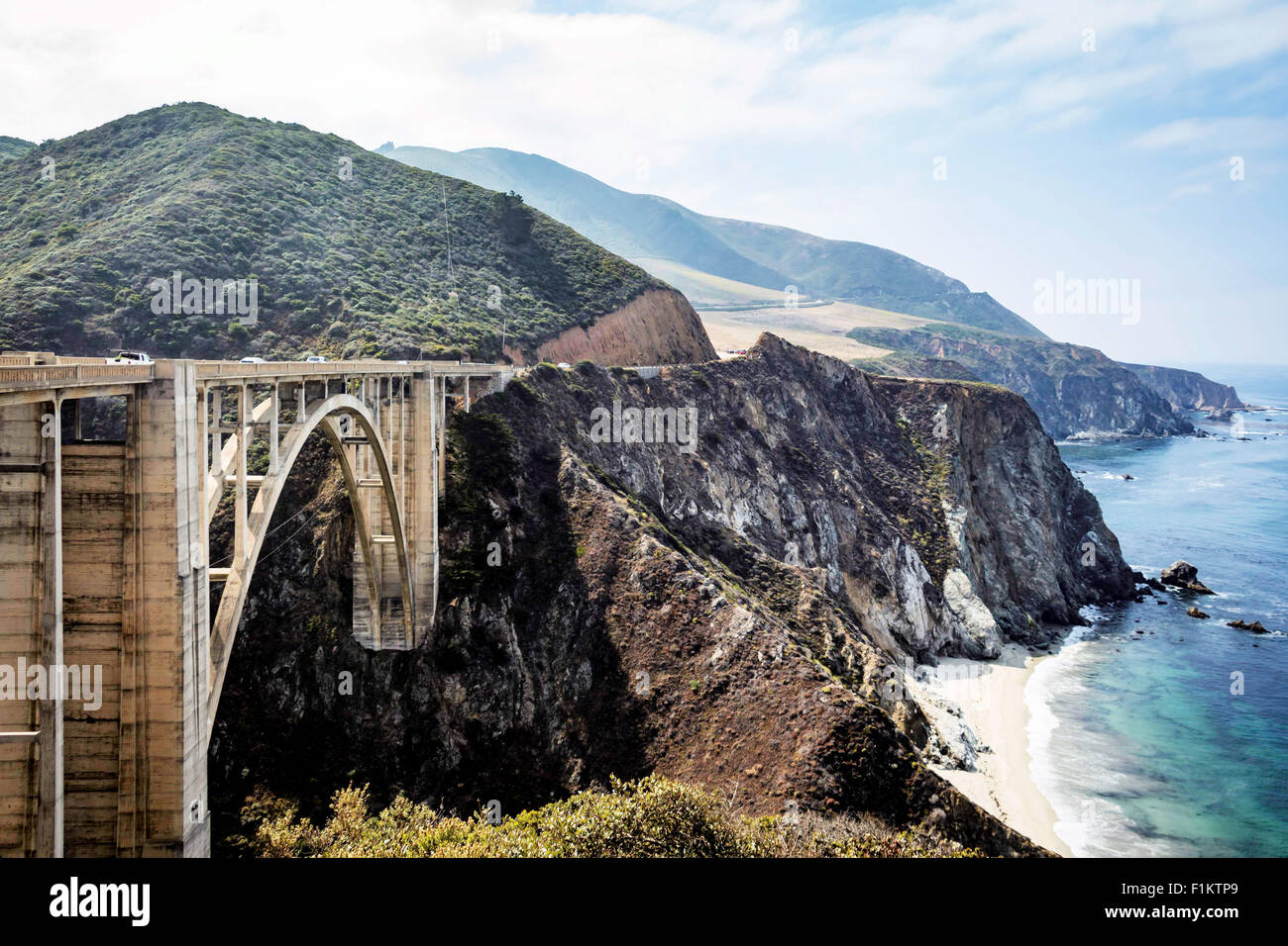 Bixby Bridge on Pacific Coast Highway PCH in California shot from the North Stock Photo