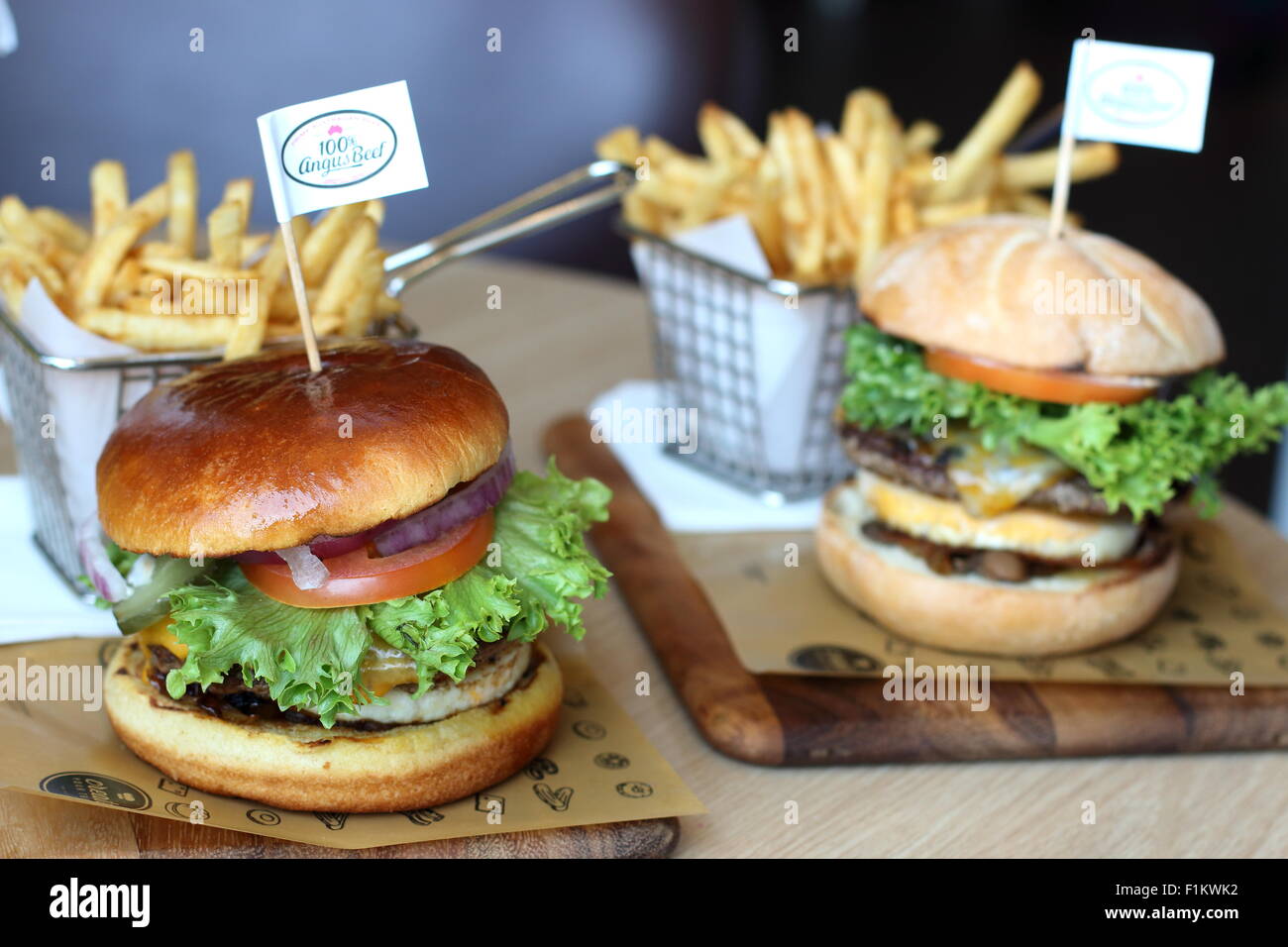 Create your own burger at McDonald's Australia Stock Photo