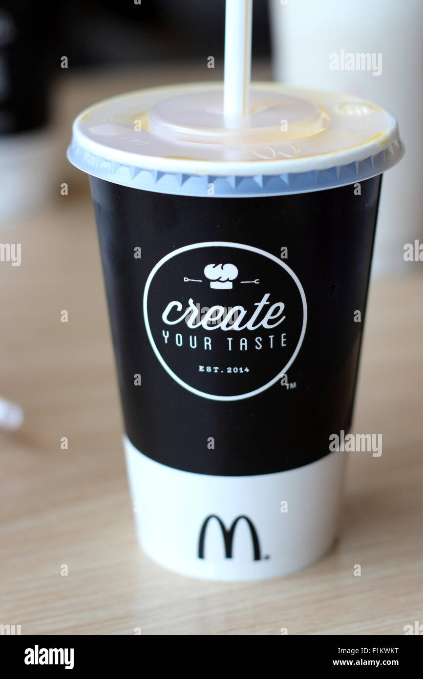 McDonald's drink on the table Stock Photo