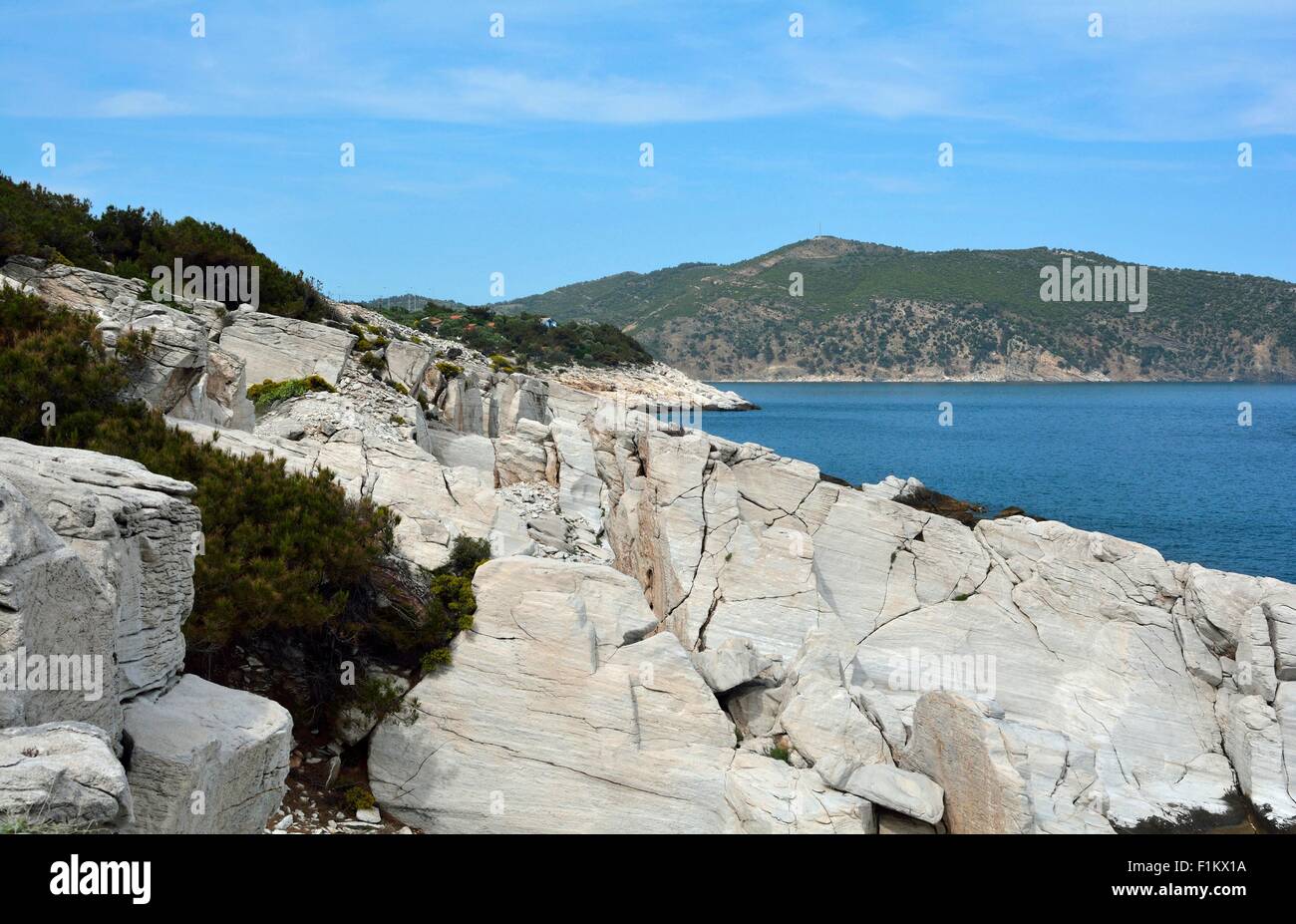 White marble rocks on Thassos Island,Greece Stock Photo - Alamy