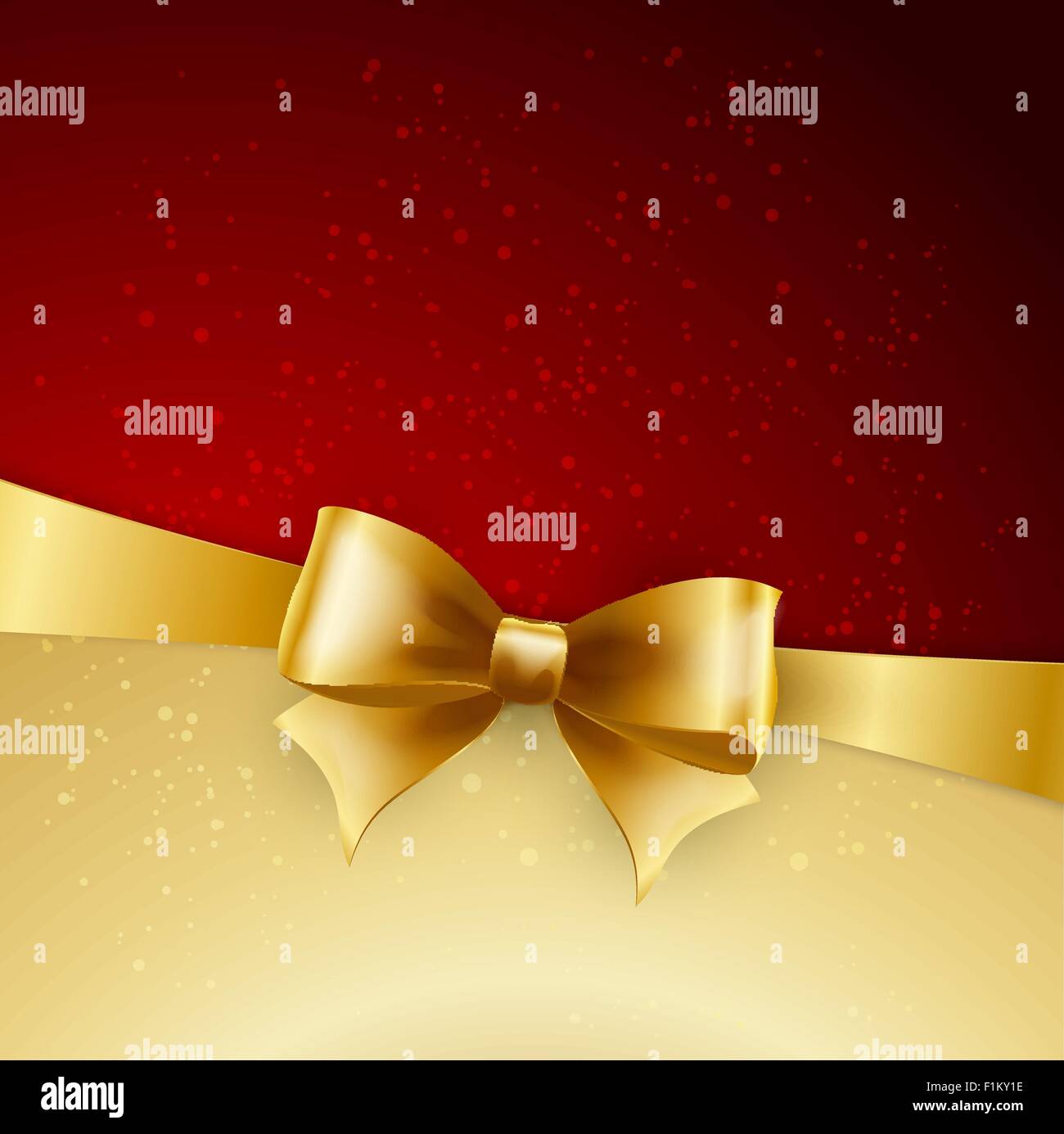 golden bow on red background. Vector illustration Stock Vector Image ...