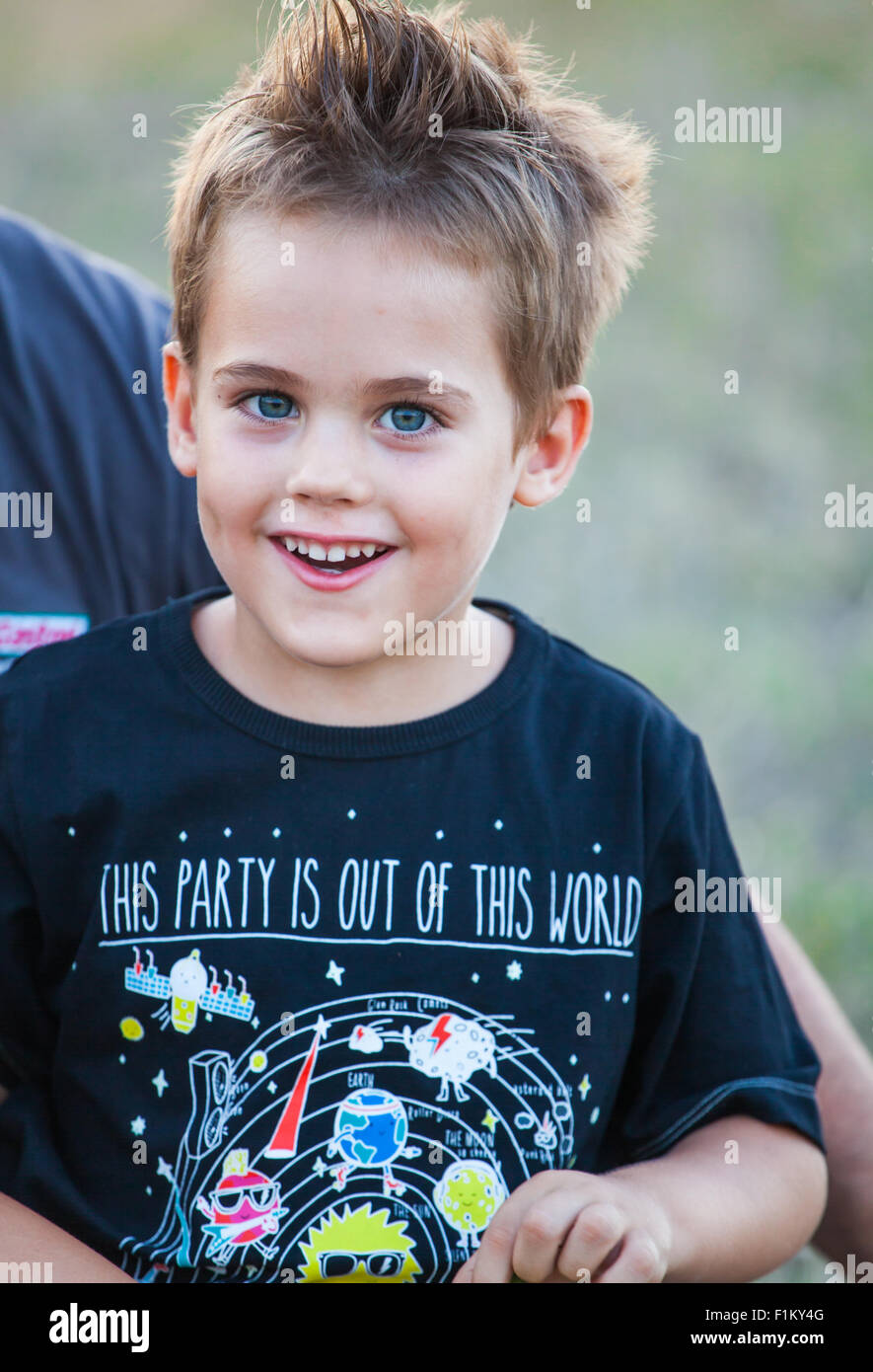 Portrait of a 5 year old boy outdoor in the countryside Stock Photo Alamy