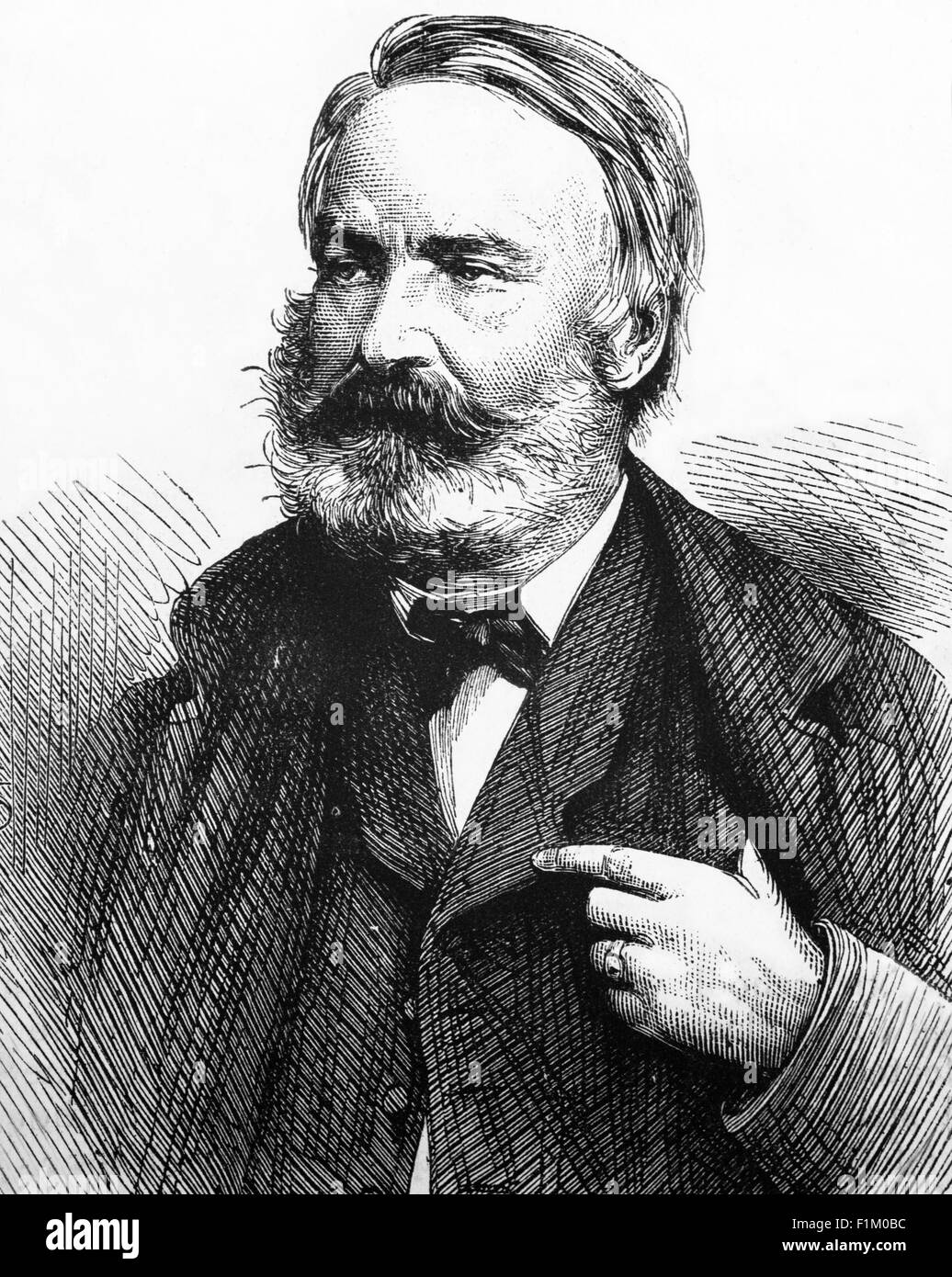 A portrait of Victor-Marie Hugo (1802-1885), French poet, novelist, and dramatist of the Romantic movement. Considered to be one of the greatest and best-known French writers, his most famous works are the novels Les Misérables in 1862, and The Hunchback of Notre-Dame in 1831. Stock Photo