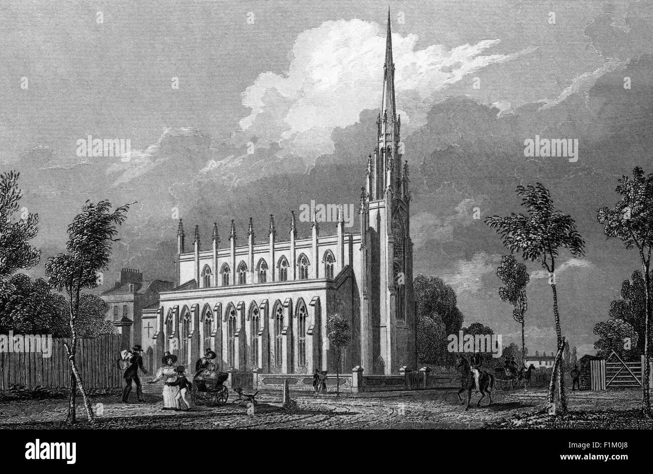St Michael & All Angels Church completed in 1830, The spire has been nicknamed the 'Needle of Kent', or the 'Devil's Toothpick', Blackheath, London, England Stock Photo