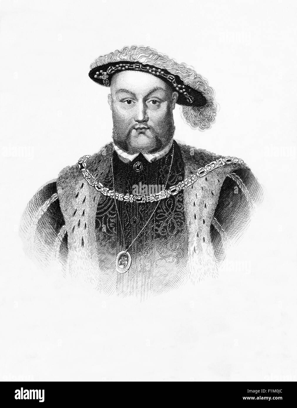 King Henry VIII 1491 - 1547 who broke away from the Catholic Church and proclaimed himself head of the Church of England. Also famous for his six wives. Stock Photo