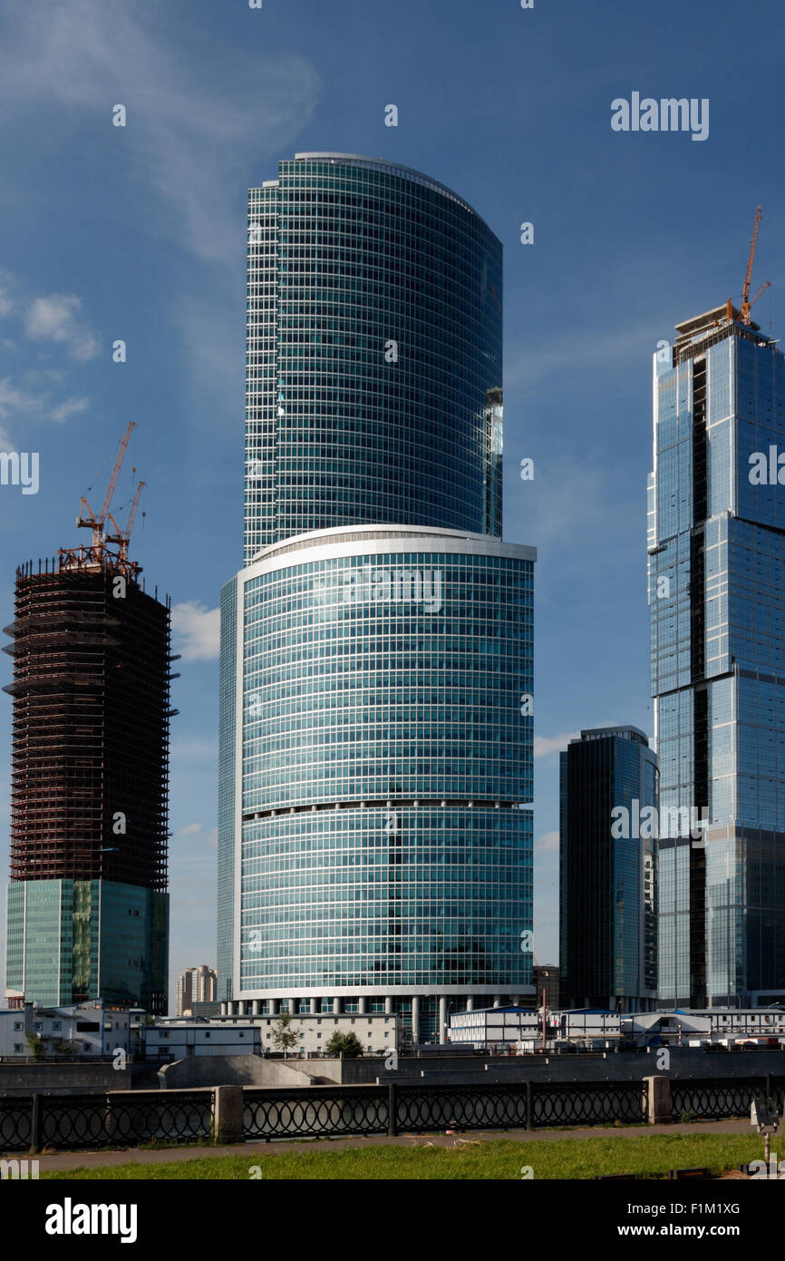 New corporate buildings on the banks of Moscow river. Stock Photo