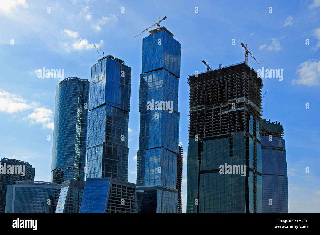 View of a new Moscow district with corporate buildings under construction. Stock Photo