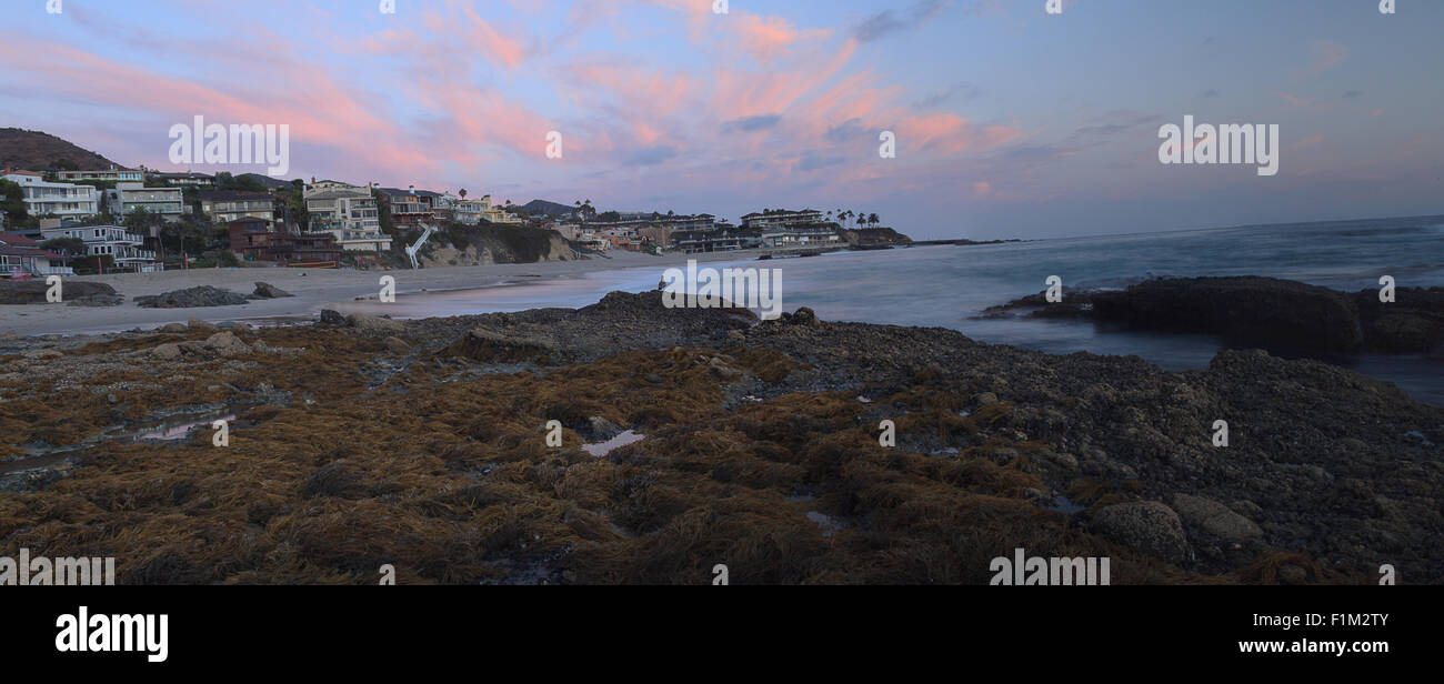 Panoramic of Victoria beach homes at sunset in summer Stock Photo Alamy