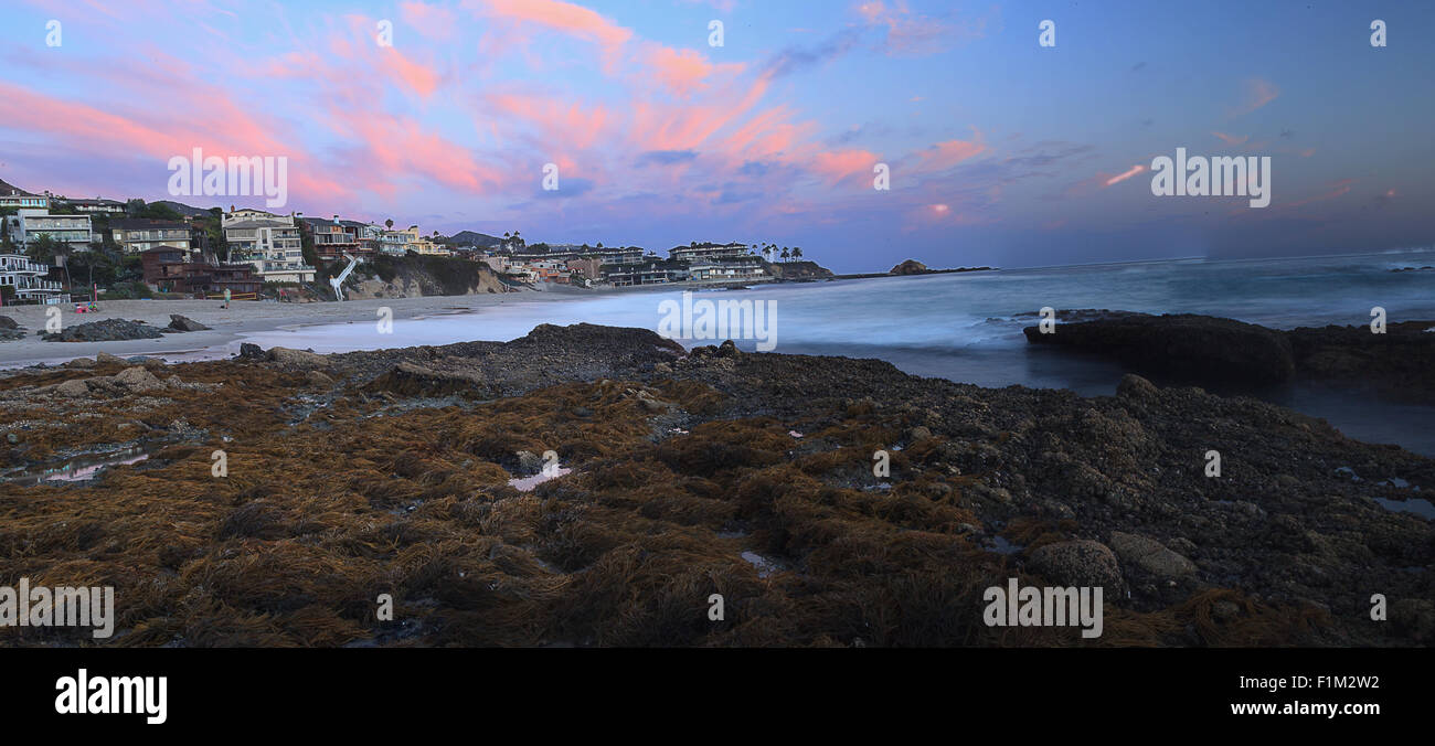 Panoramic of Victoria beach homes at sunset in summer Stock Photo Alamy