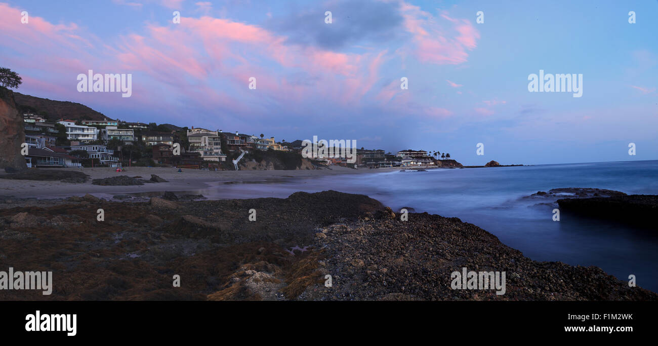 Panoramic of Victoria beach homes at sunset in summer Stock Photo Alamy