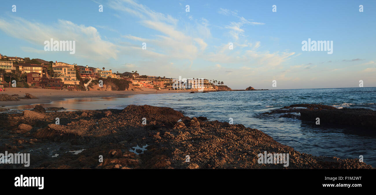 Panoramic of Victoria beach homes at sunset in summer Stock Photo Alamy
