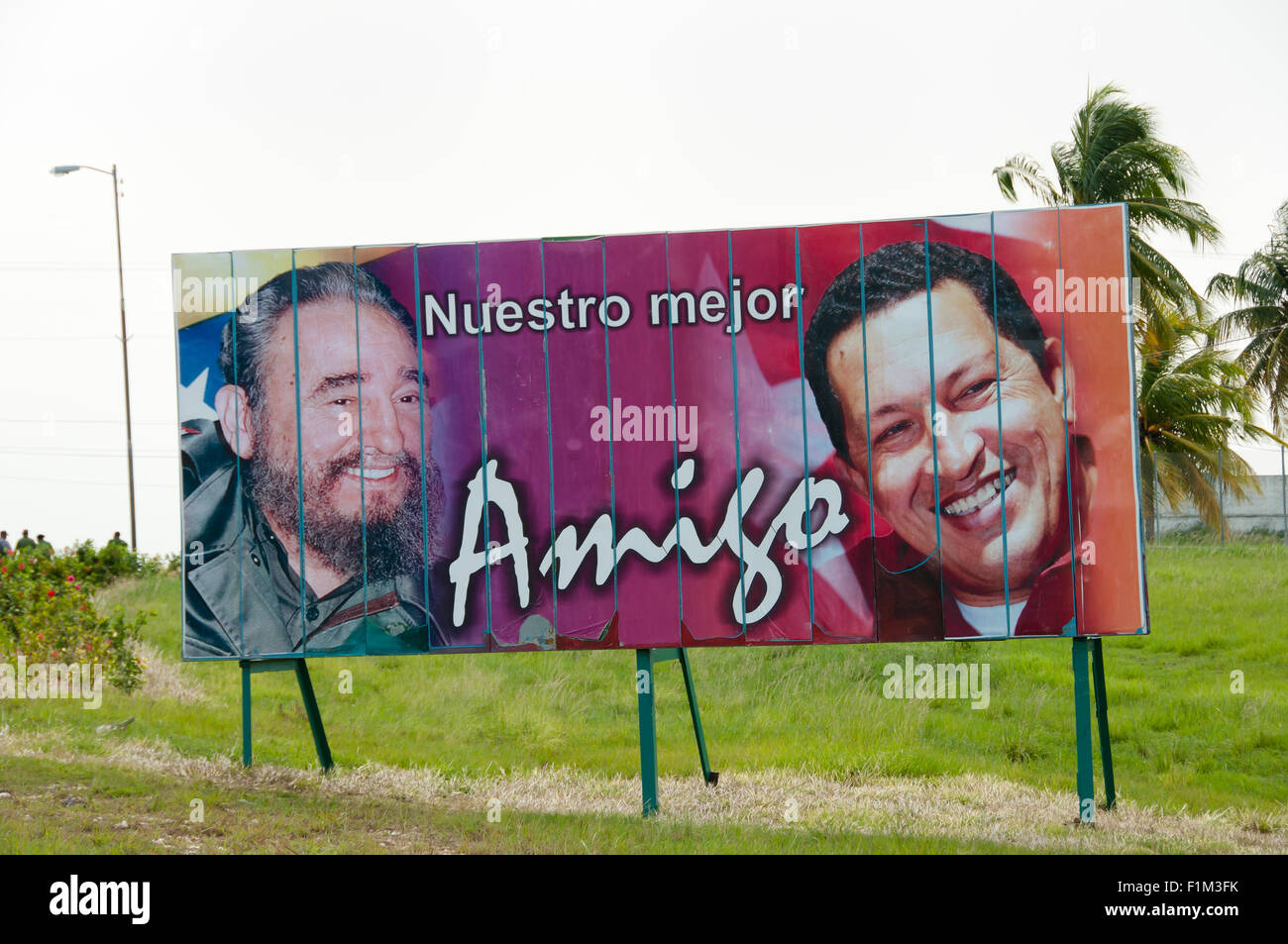 Billboard depicting Fidel Castro & Hugo Chavez - Havana - Cuba Stock Photo