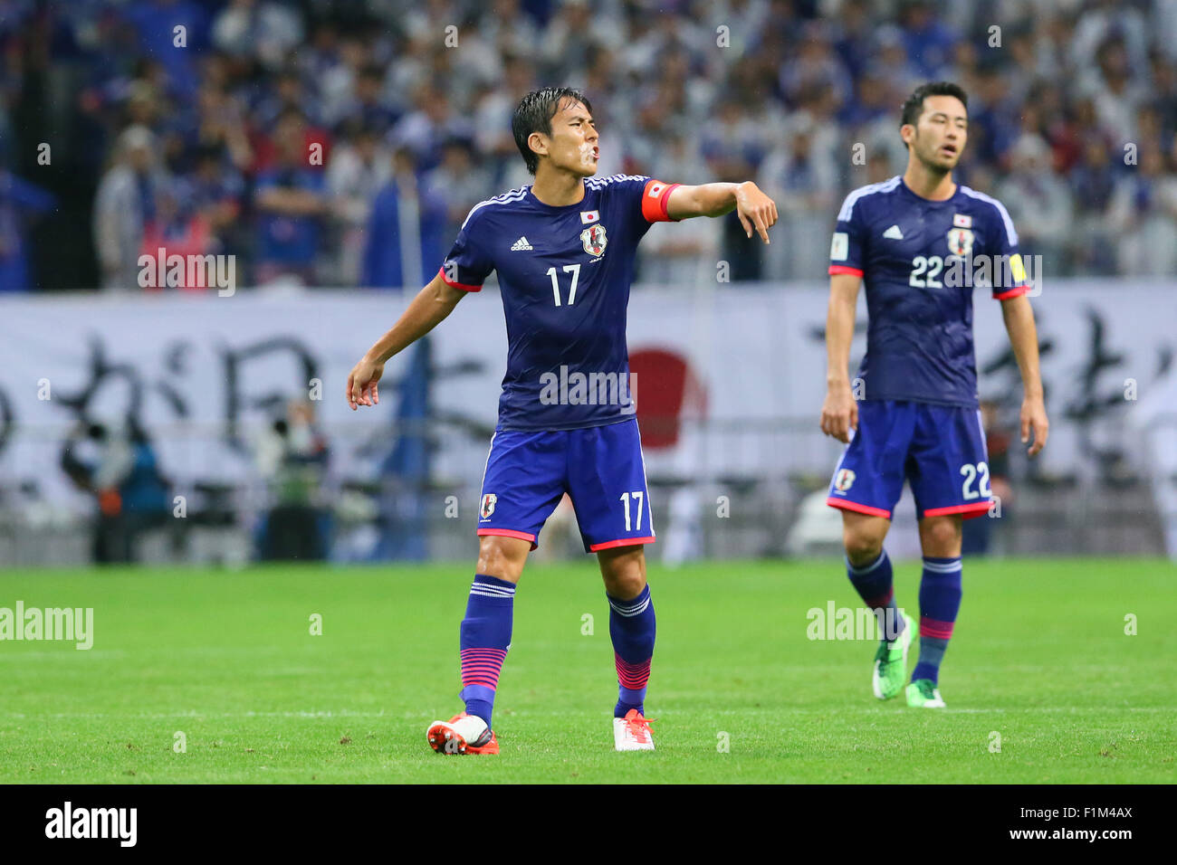 Saitama Stadium 2002, Saitama, Japan. 3rd Sep, 2015. (L to R) Makoto Hasebe, Maya Yoshida (JPN), SEPTEMBER 3, 2015 - Football/Soccer : FIFA World Cup Russia 2018 Asian Qualifier Second Round Group E match between Japan 3-0 Cambodia at Saitama Stadium 2002, Saitama, Japan. Credit:  YUTAKA/AFLO SPORT/Alamy Live News Stock Photo