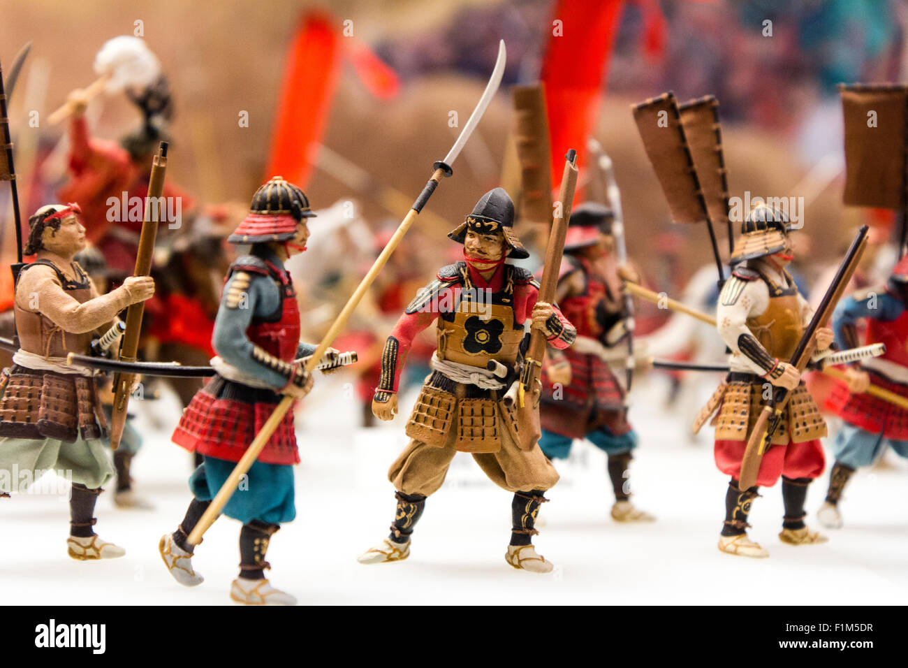 Osaka Castle Keep Museum Model Of Battles Between Two Japanese Army From The Warring States Period Painted Figures Set On Plain White Background Stock Photo Alamy