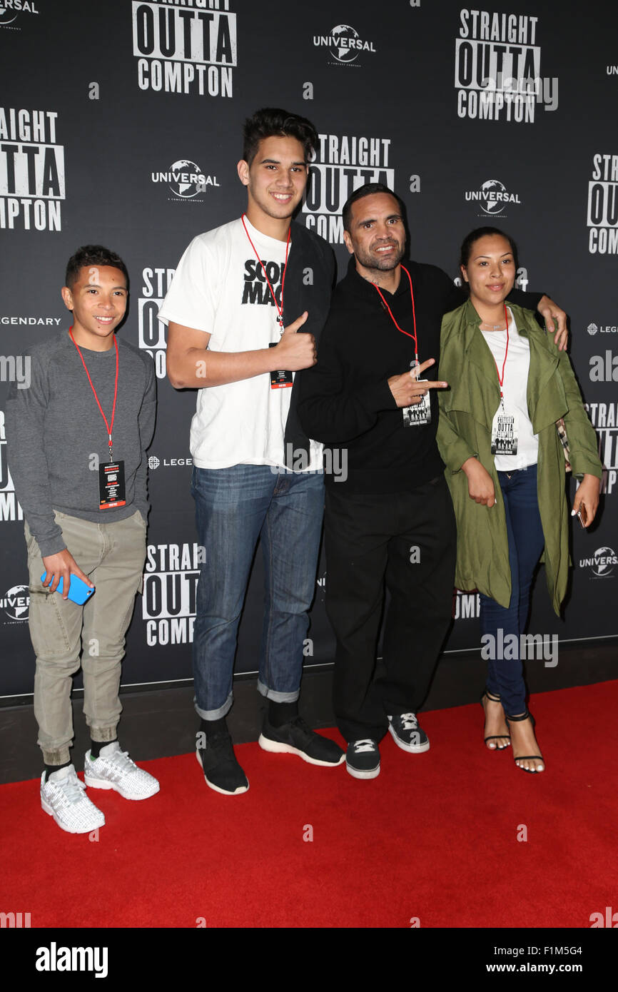 Sydney, Australia. 1 September 2015. Boxer Anthony Mundine and family