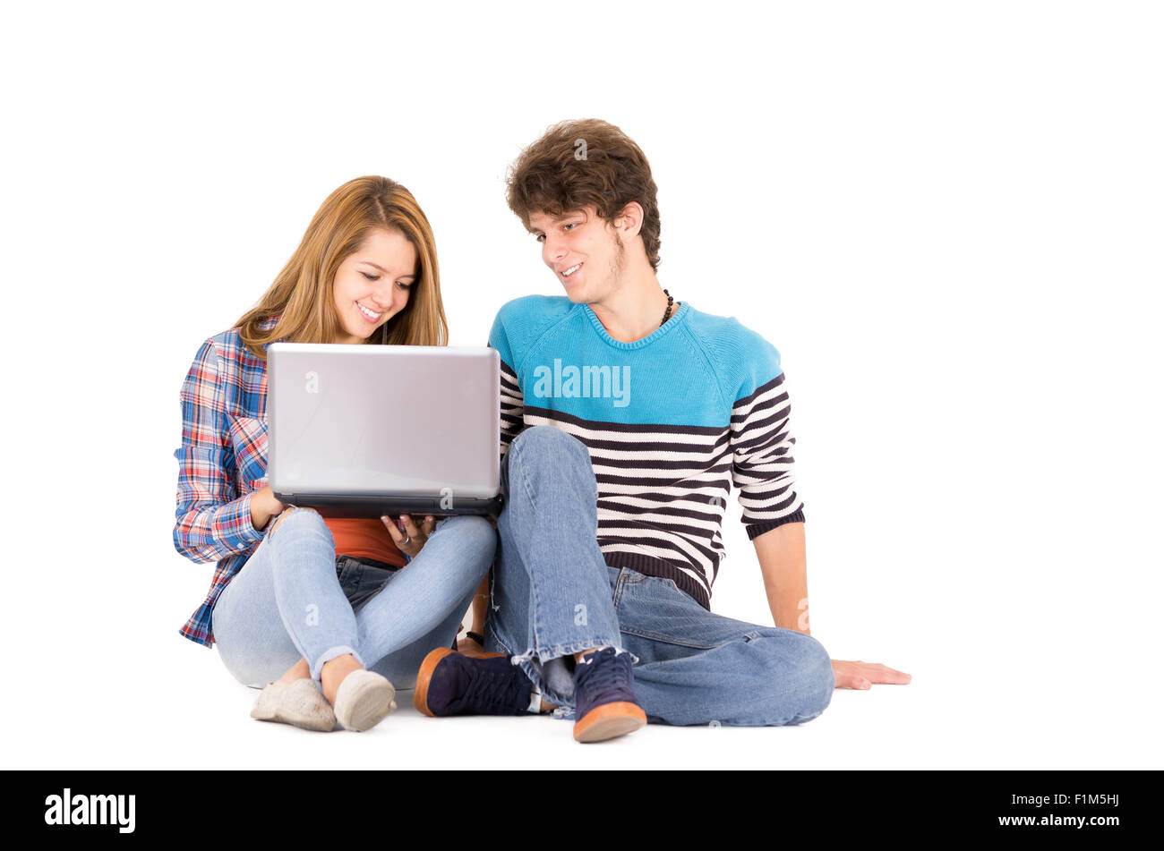 Portrait of attractive young happy couple in love man and woman ...