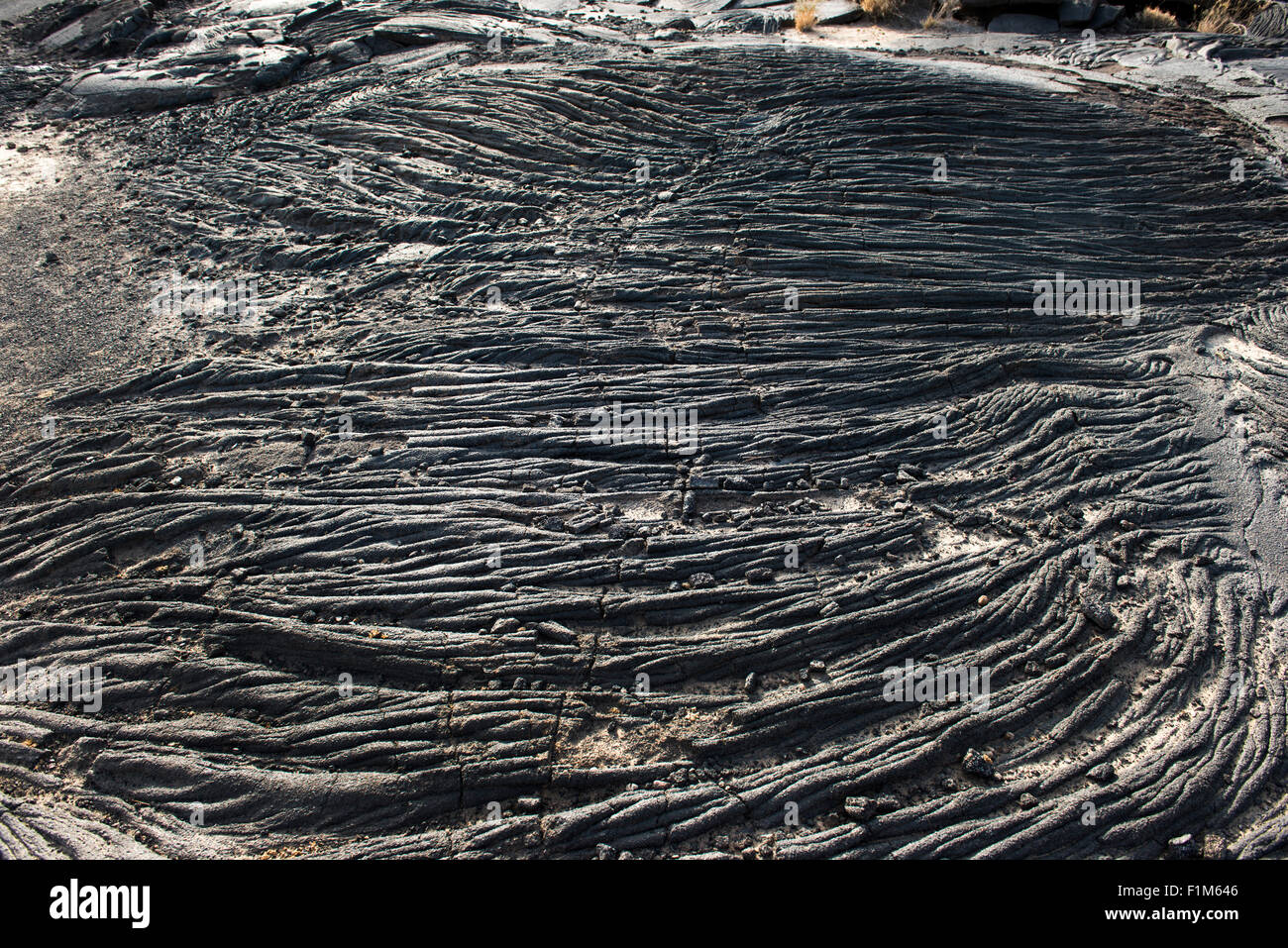 Pahoehoe Lava or Ropy Lava in the Erta Ale volcanic crater. Stock Photo