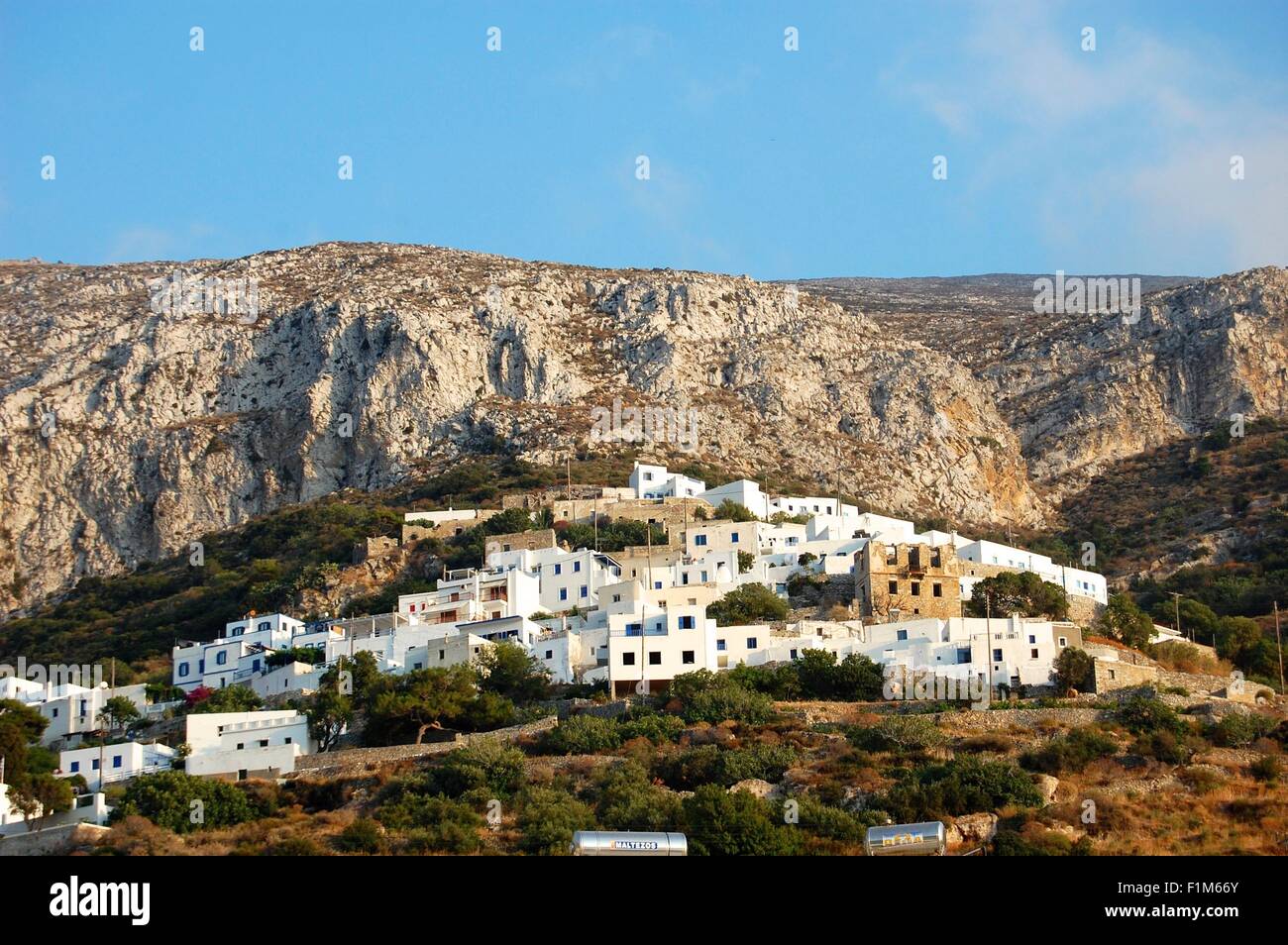 Houses on the hillside above Aegali, Greece Stock Photo Alamy