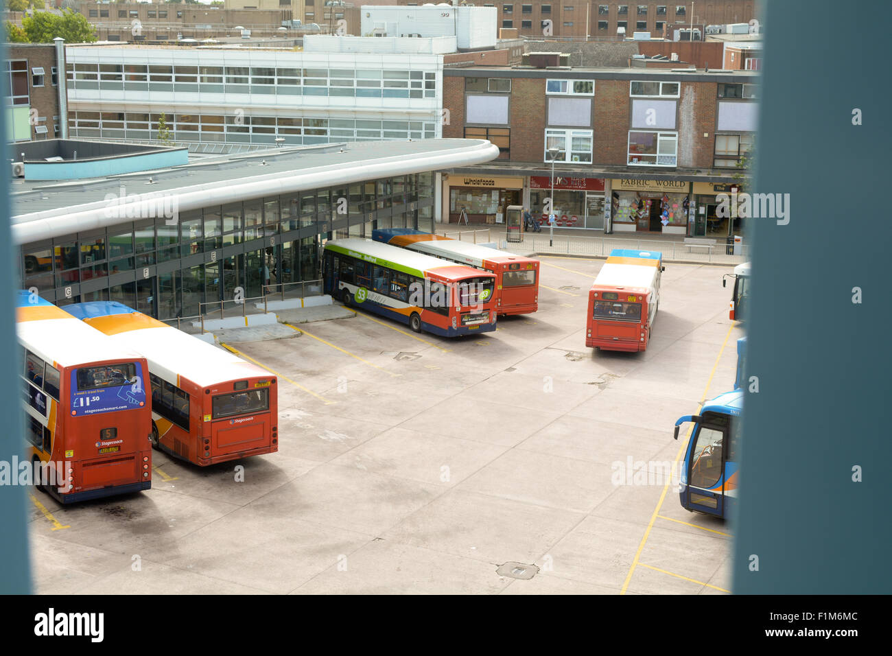 The newly revamped bus station in Bedford town centre,  Bedfordshire, England Stock Photo