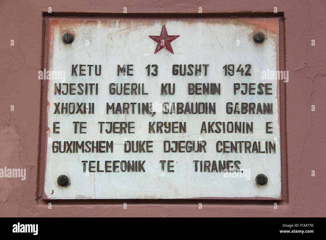 Memorial to WW2 partisans Xhoxhi Martini, Sabaudin Gabrani and others, Rruga Xhoxhi Martini, Tirana, Albania, Balkans, Europe Stock Photo