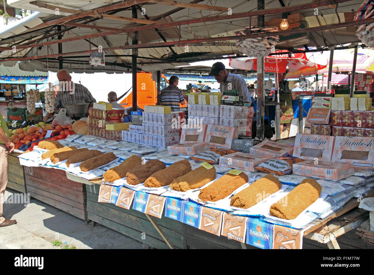 Tobacco at Central Market (aka New Market), Sheshi Avni Rustemi, Tirana, Albania, Balkans, Europe Stock Photo
