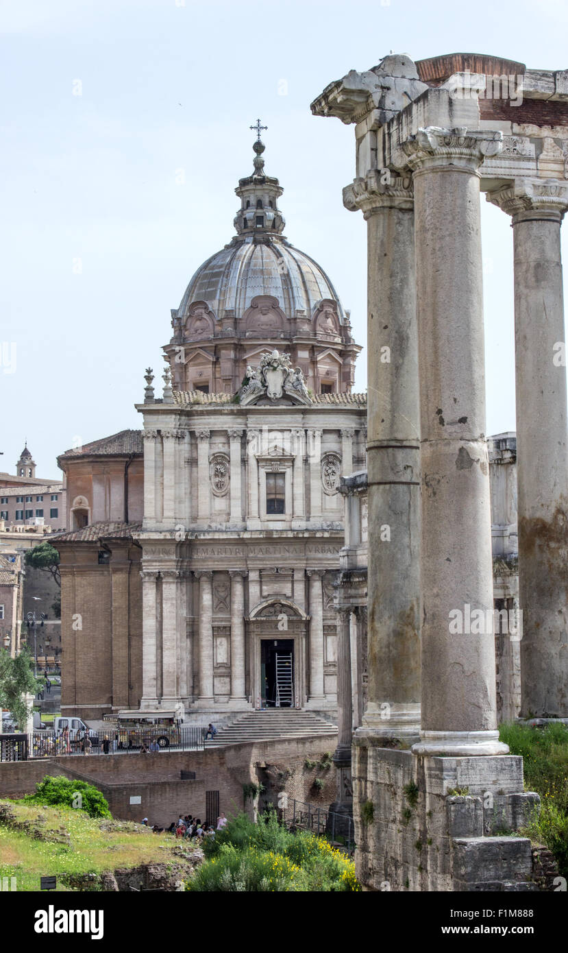 Historic buildings in the Roman Forum Stock Photo
