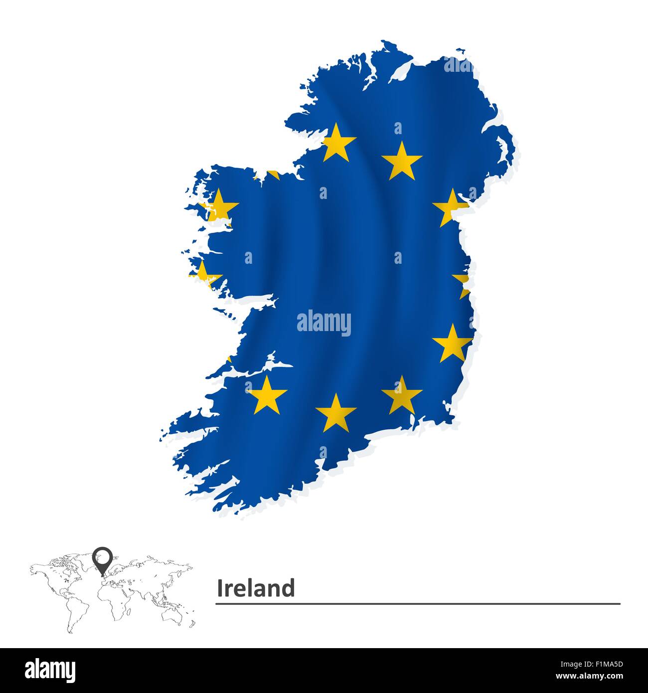 Map of Ireland with European Union flag vector illustration Stock