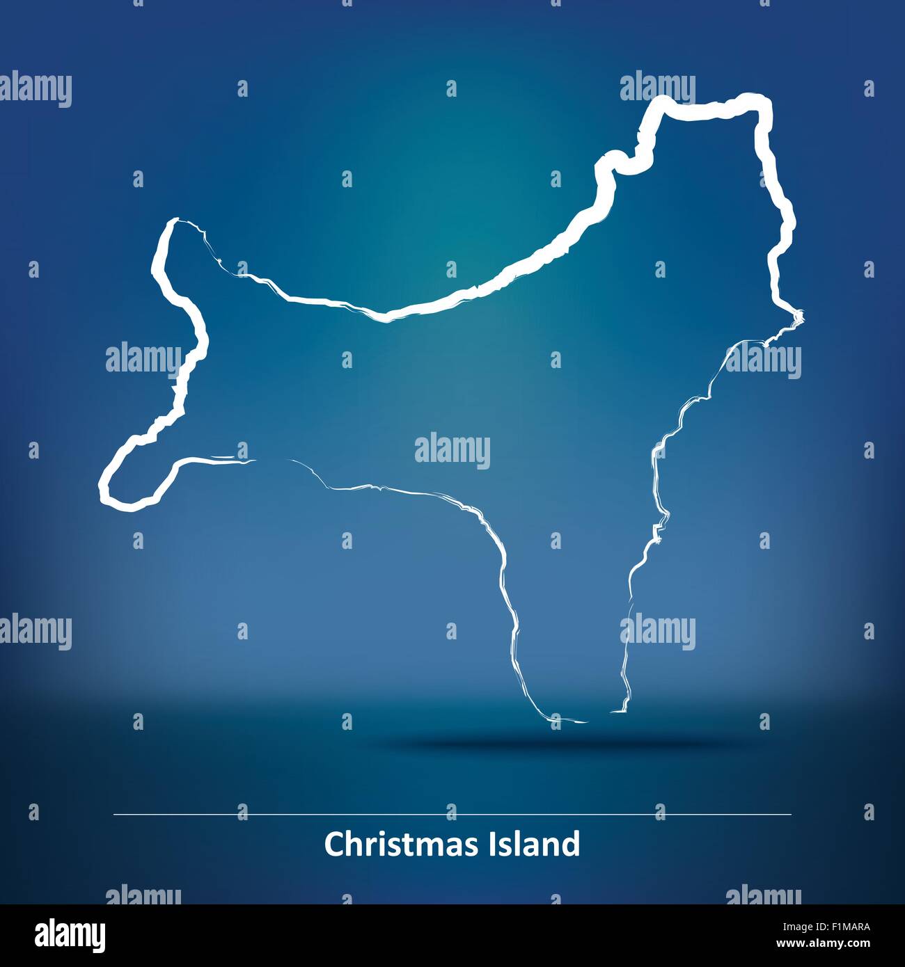 Doodle Map of Christmas Island - vector illustration Stock Vector