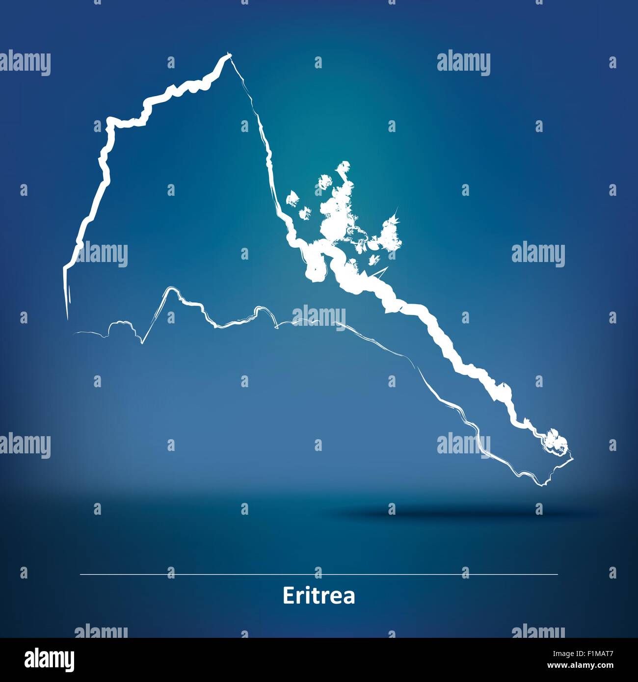 Doodle Map of Eritrea - vector illustration Stock Vector