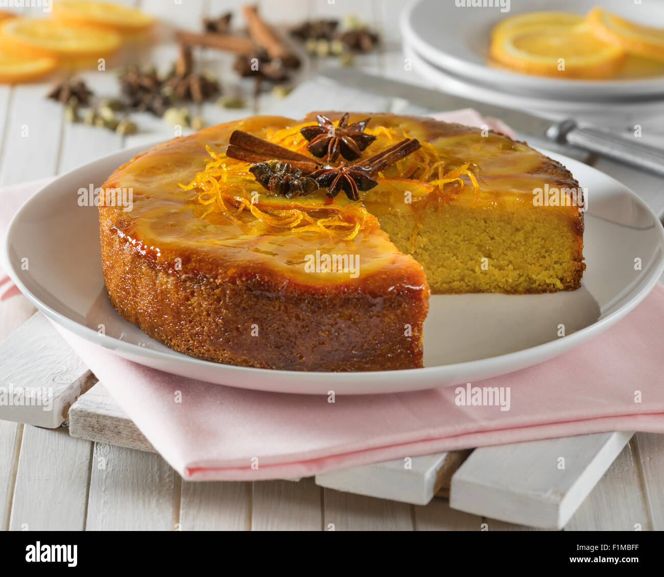 Orange polenta cake Stock Photo