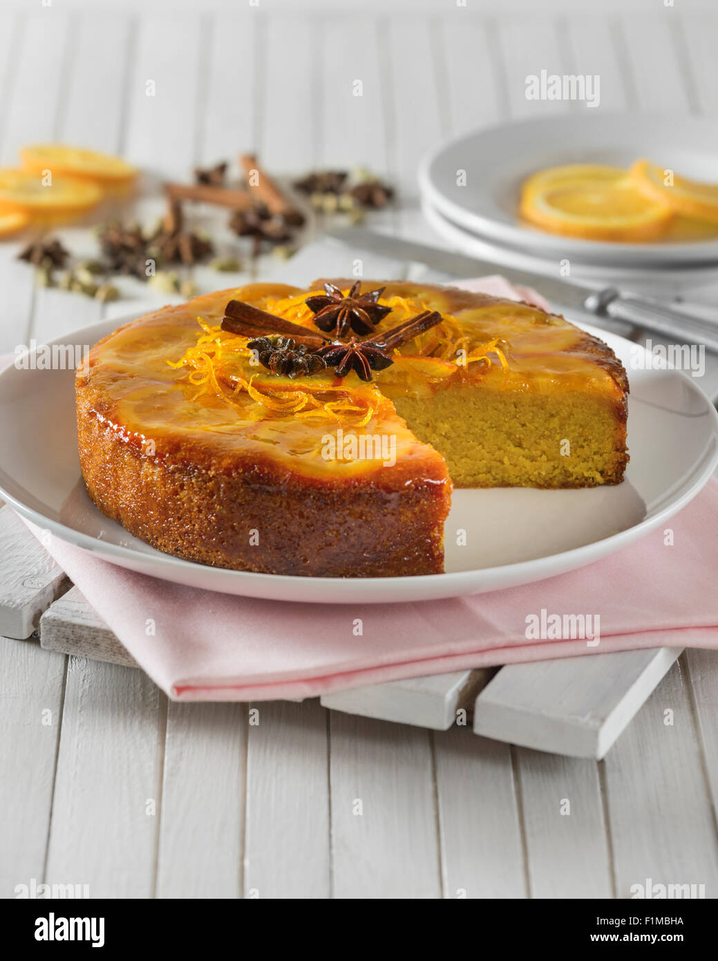 Orange polenta cake Stock Photo