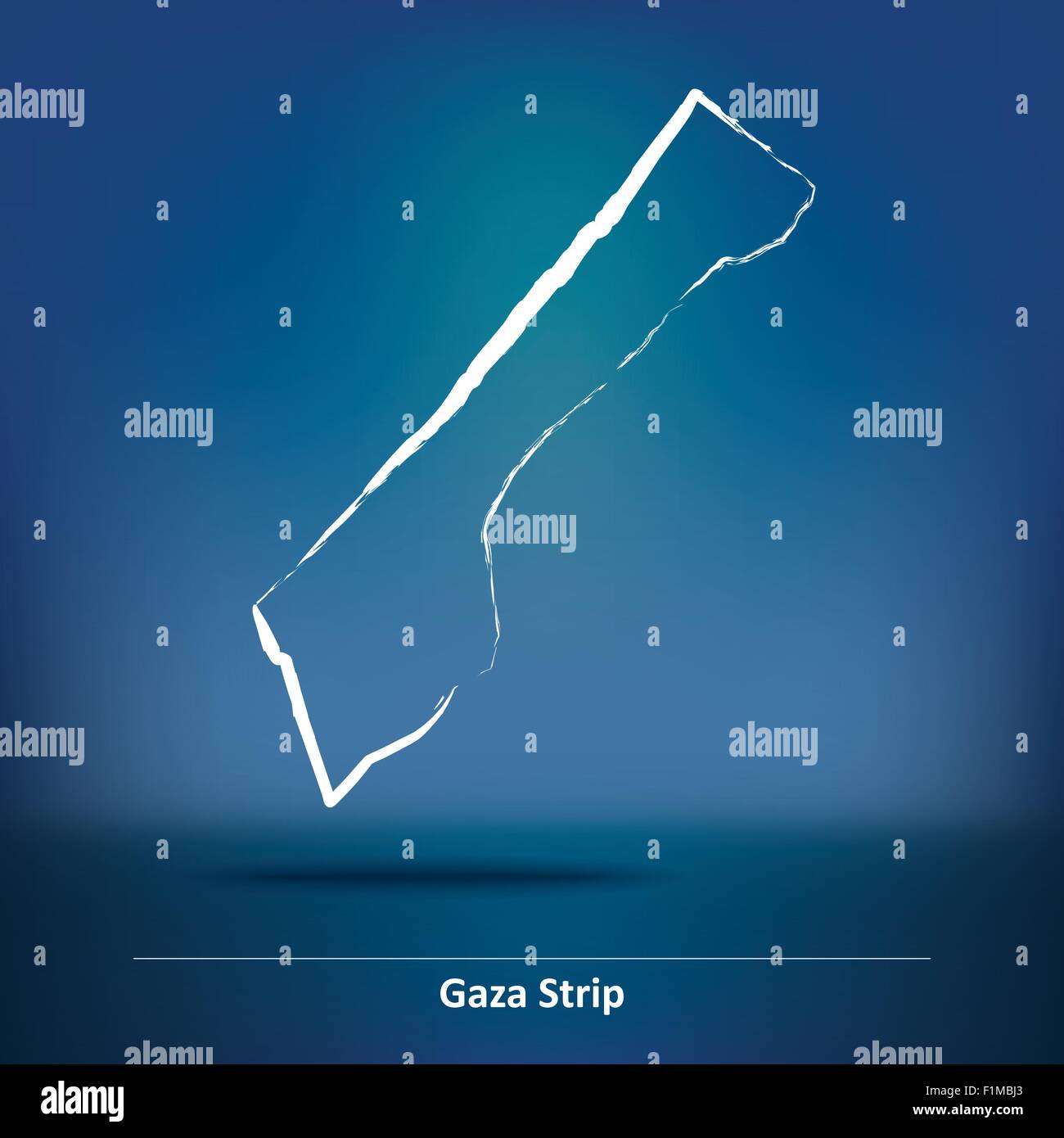 Doodle Map of Gaza Strip - vector illustration Stock Vector
