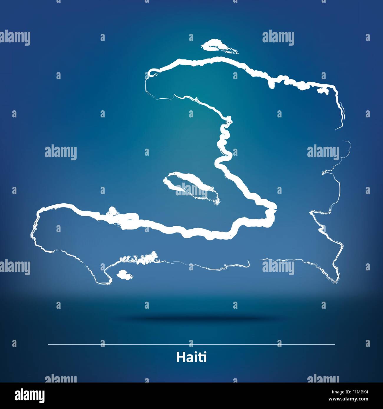 Doodle Map of Haiti - vector illustration Stock Vector
