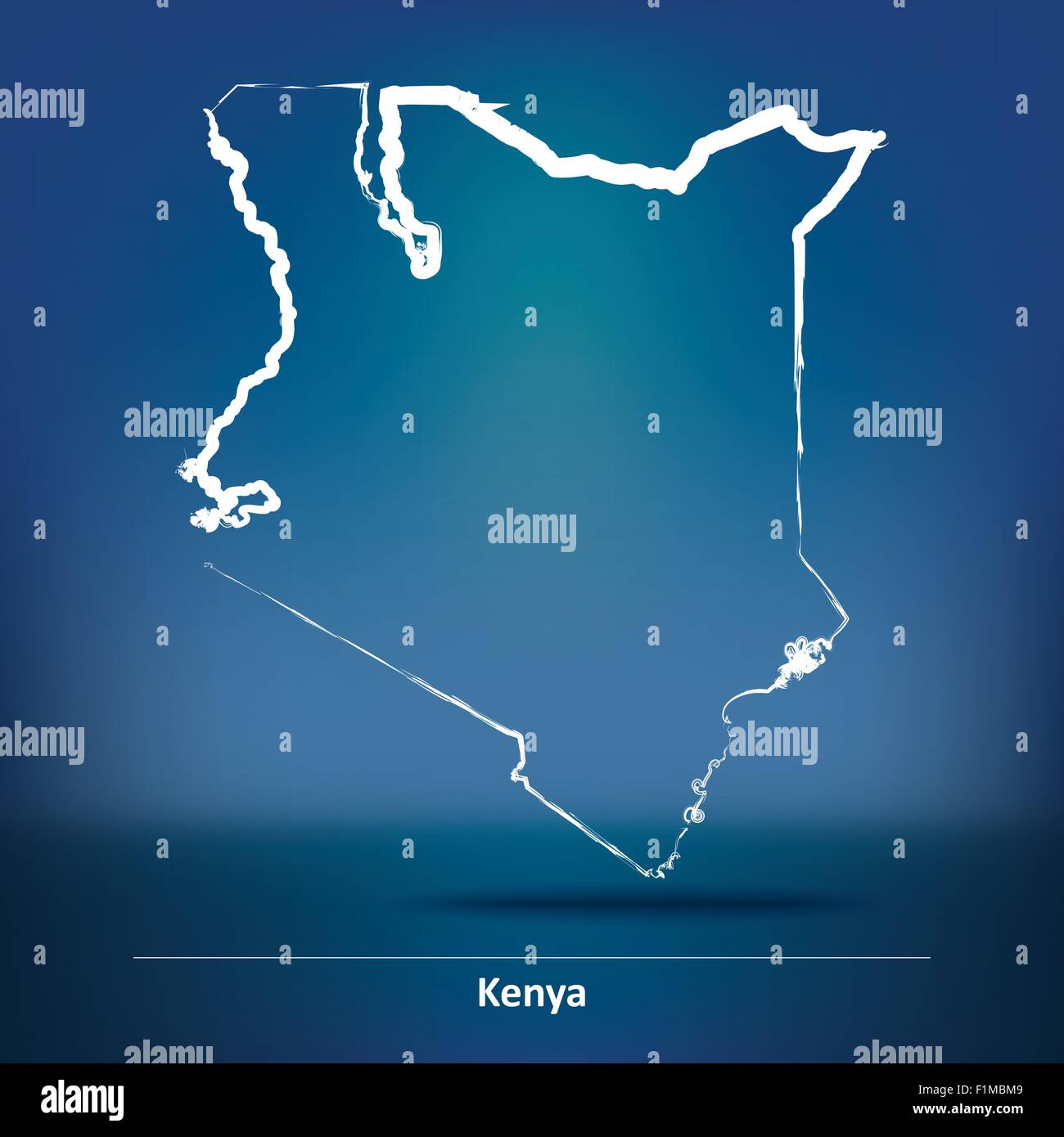 Doodle Map of Kenya - vector illustration Stock Vector