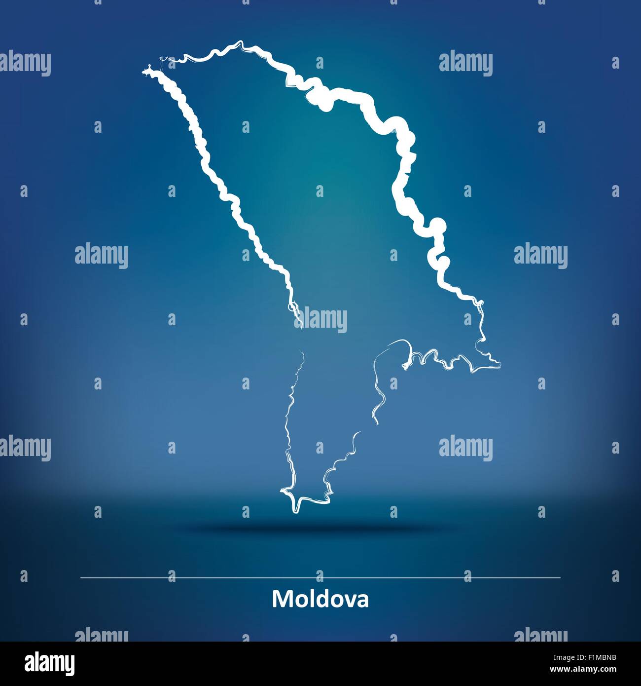Doodle Map of Moldova - vector illustration Stock Vector