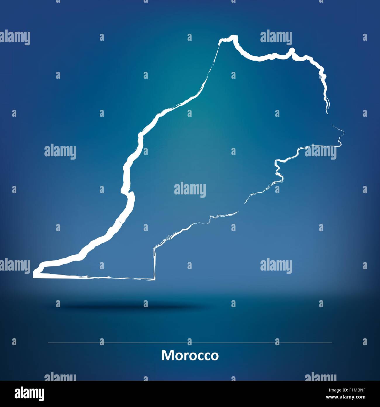 Doodle Map of Morocco - vector illustration Stock Vector