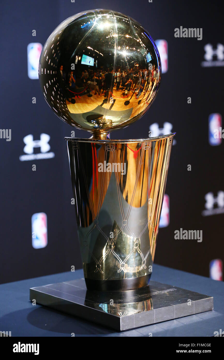 NBA Championship Trophy, SEPTEMBER 24, 2015 : NBA player Stephen Curry attends the UNDER ARMOUR's promotion event in Tokyo, Japan. © Shingo Ito/AFLO SPORT/Alamy Live News Stock Photo
