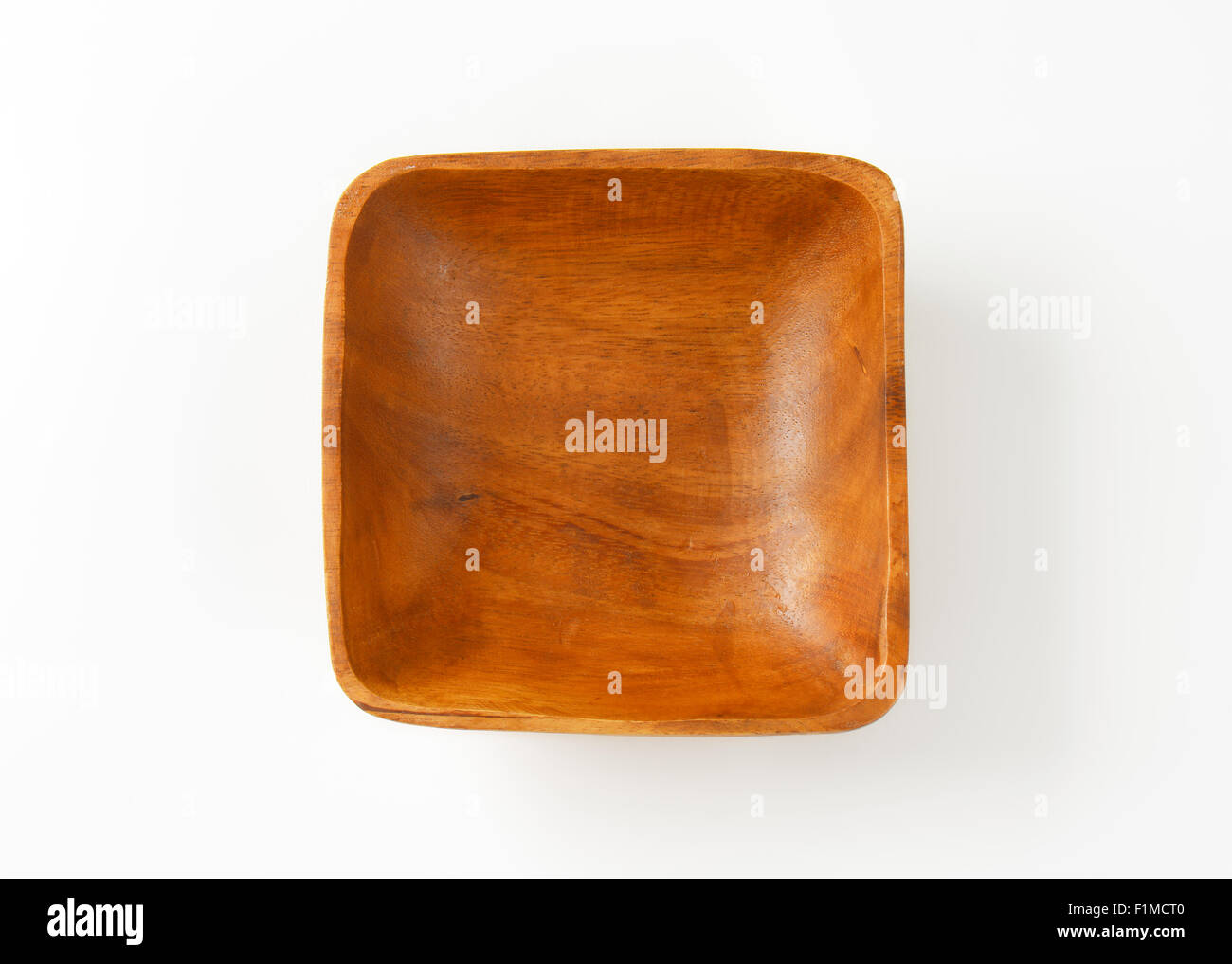 wooden square bowl on white background Stock Photo Alamy