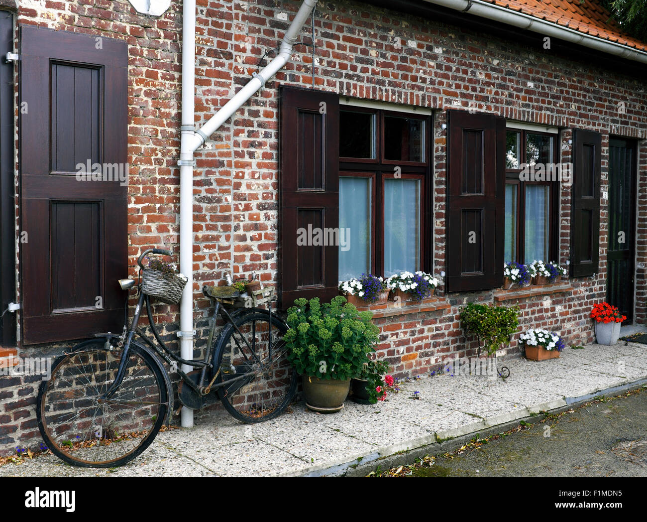 A rural house on the outskirts of Poperinge, Flanders, Belgium Stock