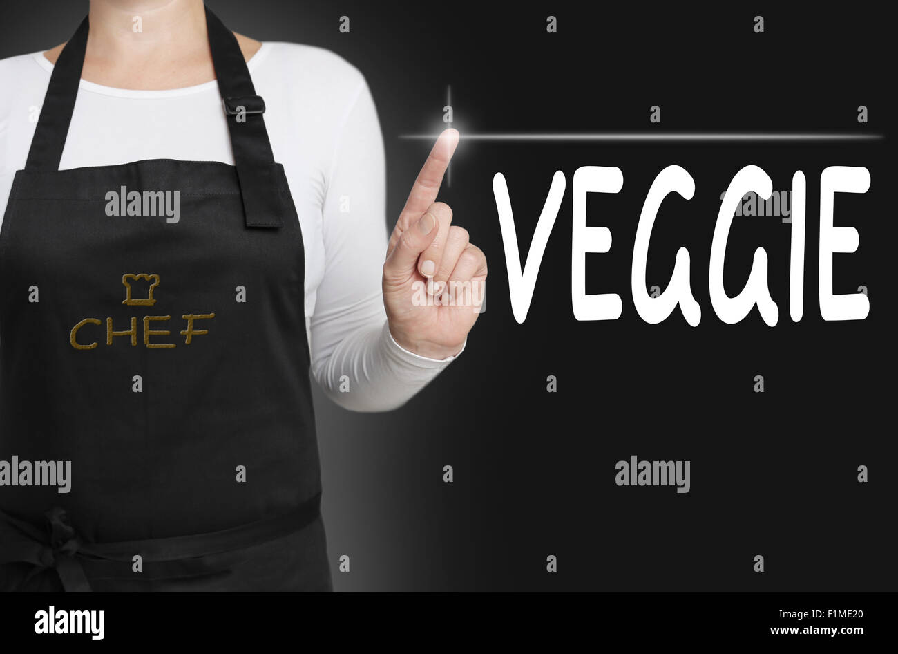 veggie concept cook Touchscreen background. Stock Photo