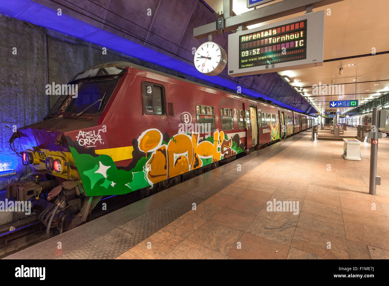 Graffiti Train In Antwerp Belgium Stock Photo Alamy