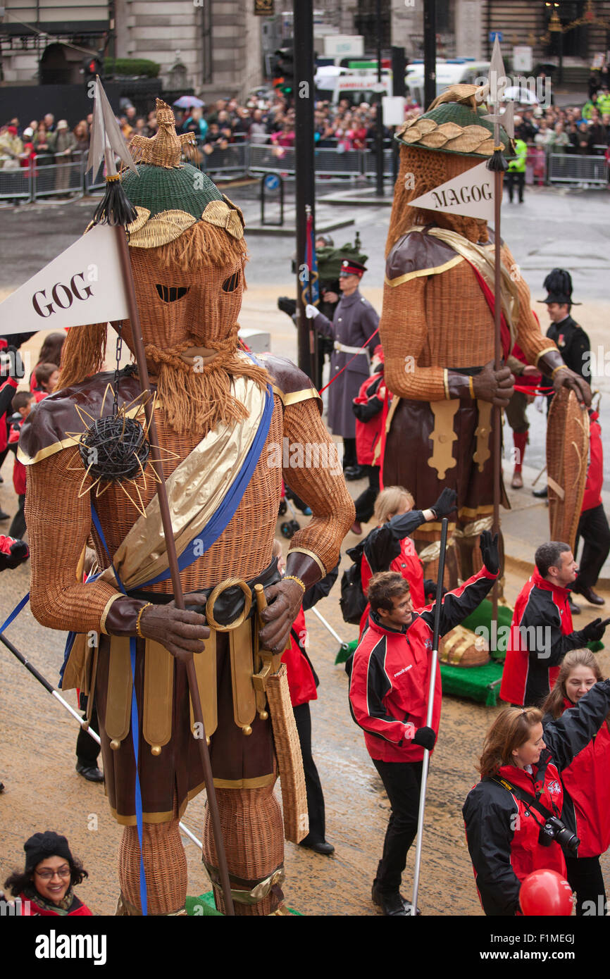 Gog and Magog, the traditional guardians of the City of London, Mansion House, City of London, England, UK Stock Photo