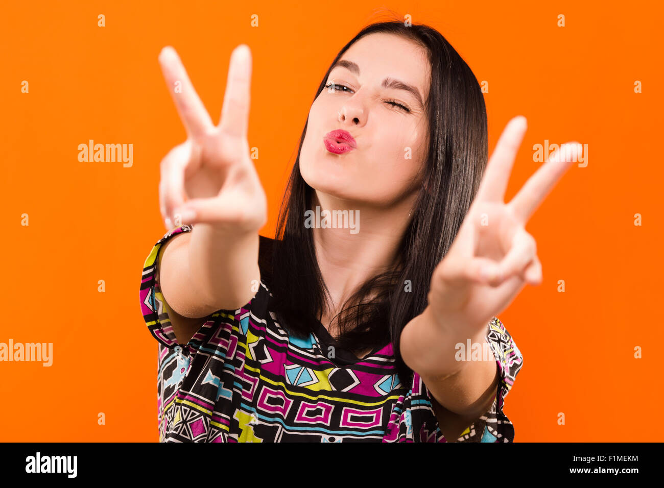 Cute Young Girl Dark Straight Stock Photos Cute Young Girl Dark