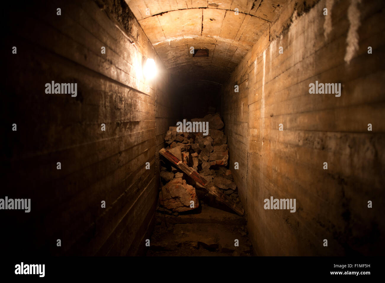 A view of a blocked underground tunnel underneath Fuerstenstein Palace