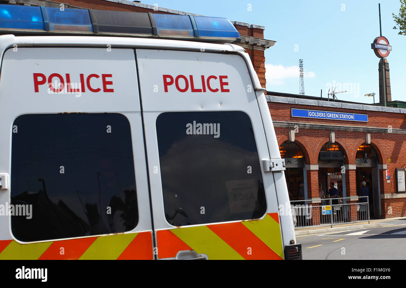 An increased police presence outside Golders Green station in response