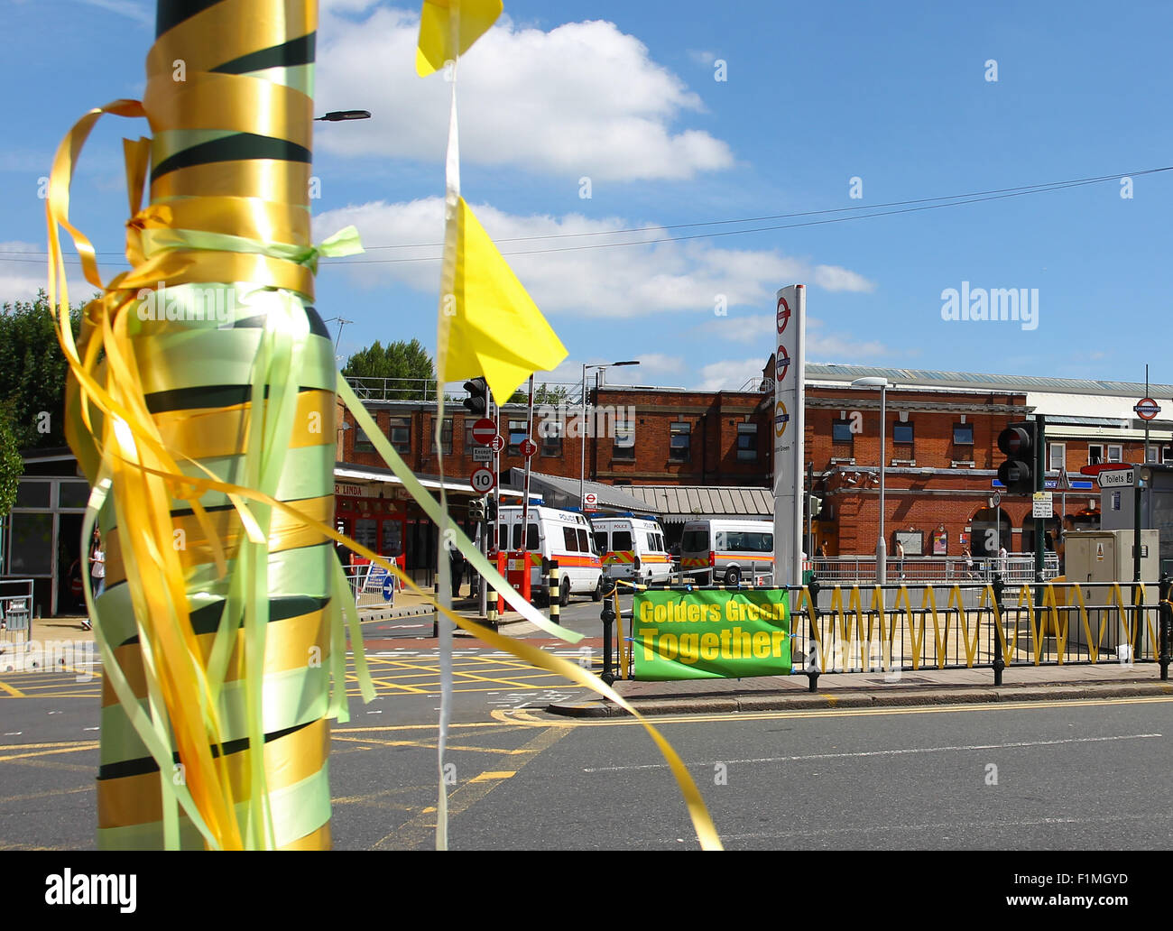 An increased police presence outside Golders Green station in response